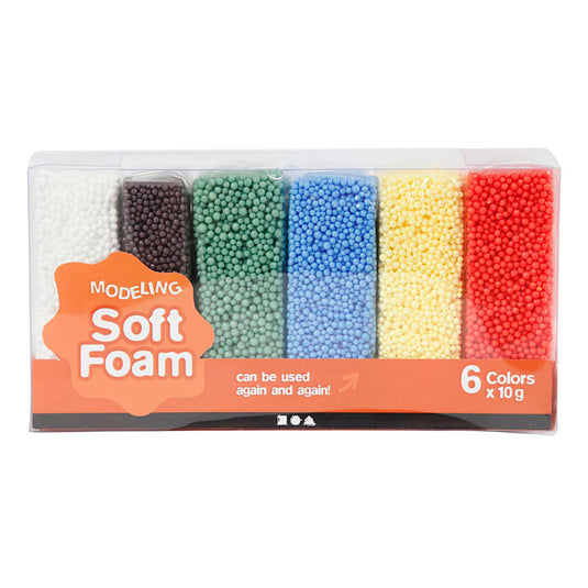 Creativ company soft foam clay standaard kleuren, 6x10gr.
