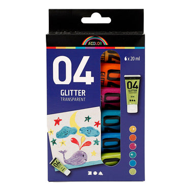 A-color kinder acrylverf glitter kleur, 6x20ml