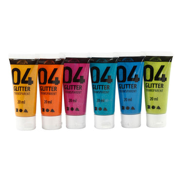 A-color kinder acrylverf glitter kleur, 6x20ml