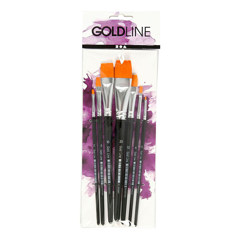 Afbeelding laden in galerijviewer, Creativ company https: www.cchobby.nl gold-line-penselen-afm-0-2-4-8-12-16-20-l-16-5-21-cm-b-1-7-mm-plat-7-stuk-1-doos
