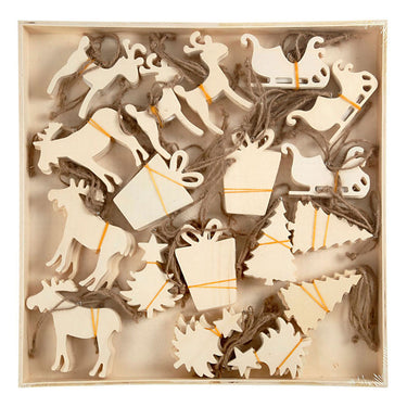 Creativ company houten ornamenten kerst thema, 90st.