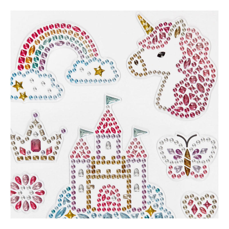 Afbeelding laden in galerijviewer, Creativ company diamond stickers - unicorn motief - magische stickers - zelfklevende strass glitter stickers - feestelijke luxe versiering - creatieve plakdiamant stickers - 1 vel
