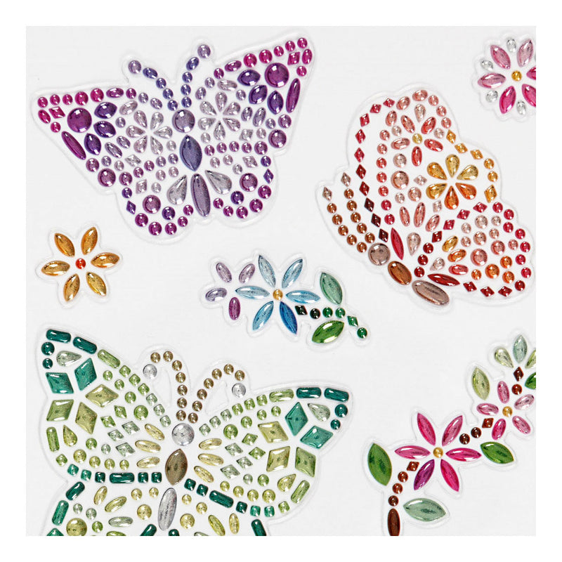 Afbeelding laden in galerijviewer, Creativ company diamond stickers - vlinders - zelfklevende glitter stickers - strass knutselstickers - feestelijke plakdiamant stickers - diy hobby decoratie stickers - 10x16 cm - 1 vel
