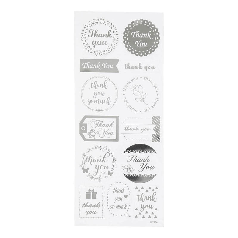 Afbeelding laden in galerijviewer, Creativ company stickers zilver thank you, 1 vel
