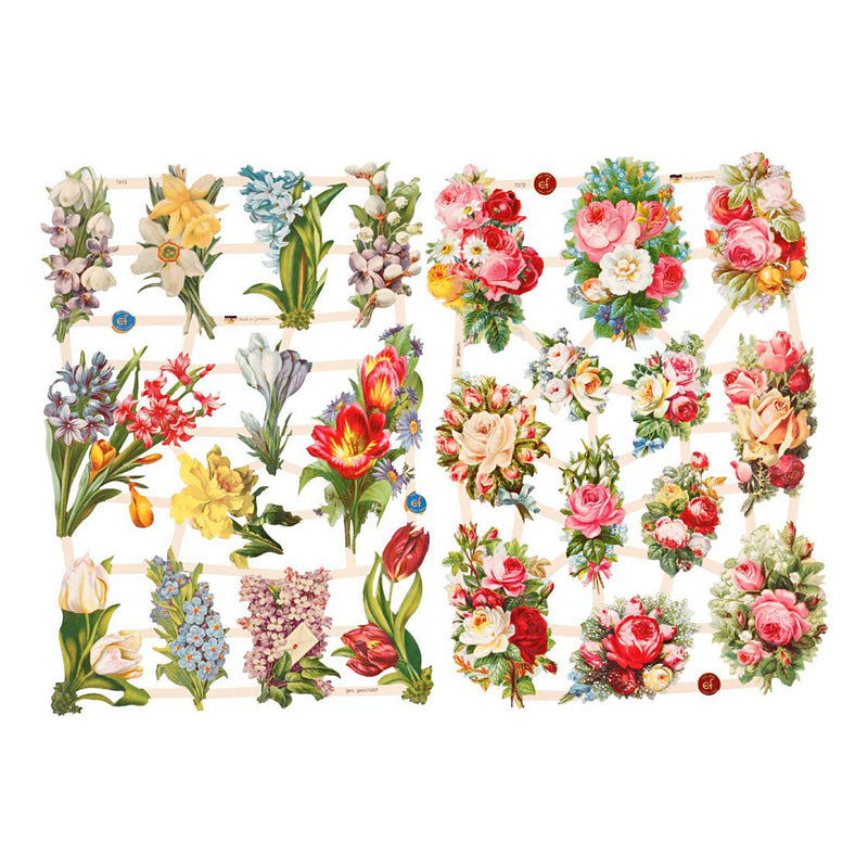 Afbeelding laden in galerijviewer, Creativ company vintage plaatjes lentebloemen, 2 vellen
