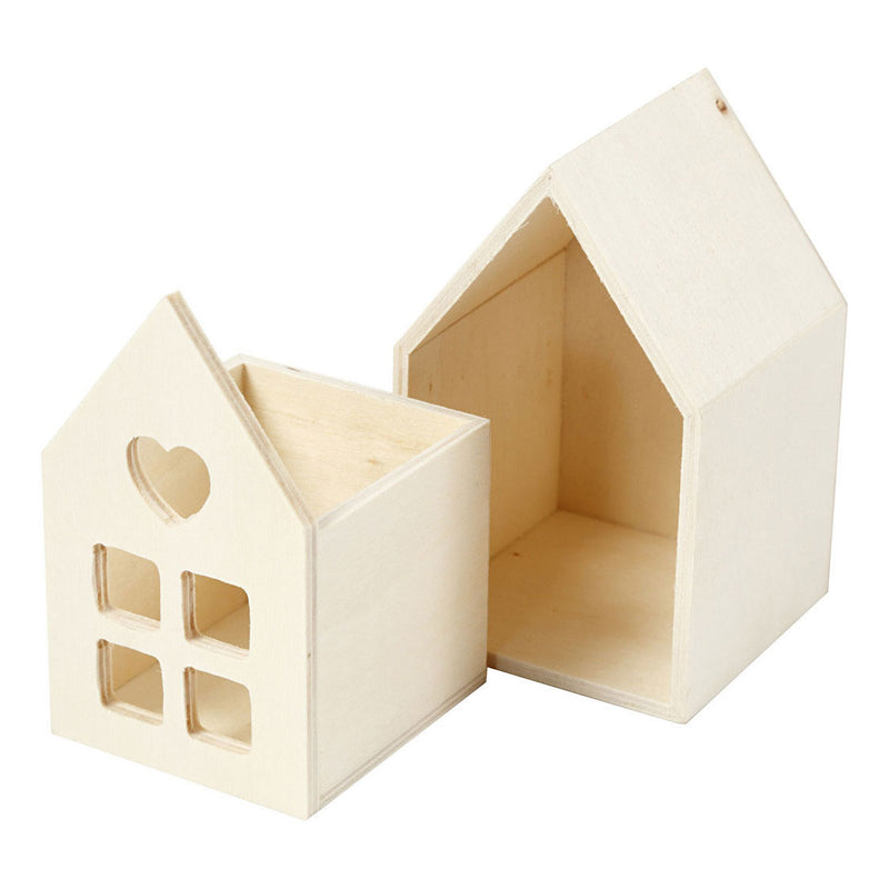 Afbeelding laden in galerijviewer, Creativ company houten huis met lade, 10,8cm
