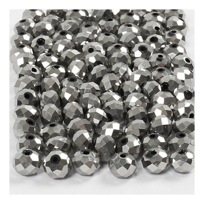 Afbeelding laden in galerijviewer, Creativ company facet kralen metallic grijs, 100st.
