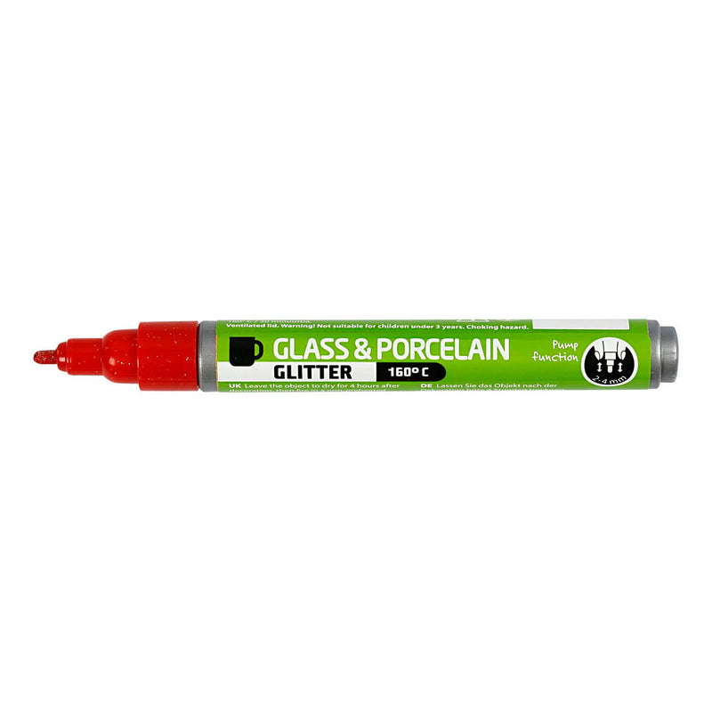 Afbeelding laden in galerijviewer, Creativ company glas- en porseleinstift glitter semi-dekkend - rood
