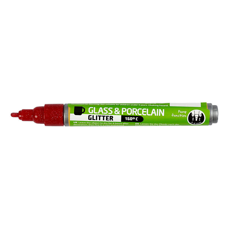 Afbeelding laden in galerijviewer, Creativ company glas- en porseleinstift glitter semi-dekkend - donkerrood
