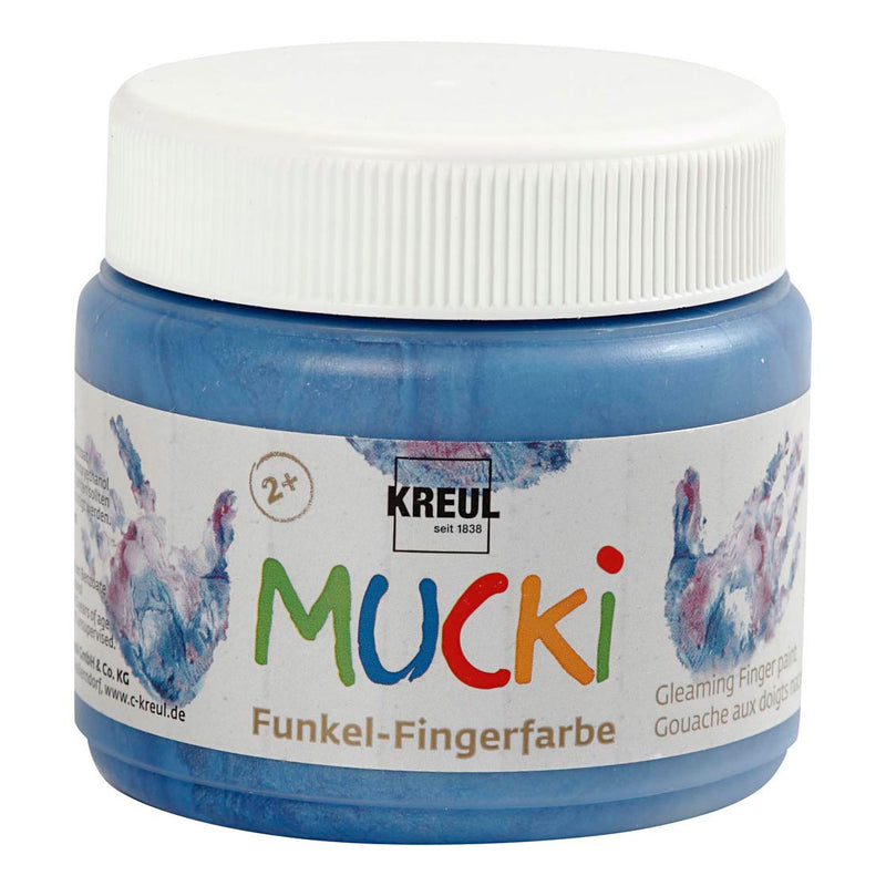 Afbeelding laden in galerijviewer, Creativ company mucki vingerverf - blauw metallic, 150ml
