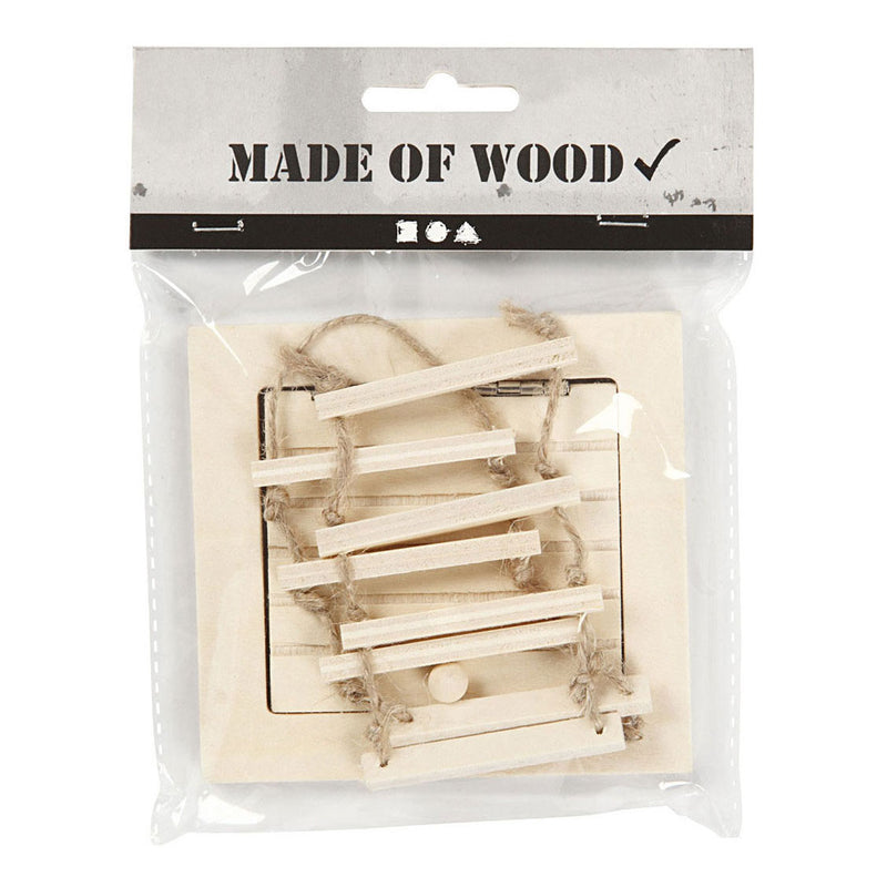 Afbeelding laden in galerijviewer, Creativ company mini houten zolderluik en touwladder
