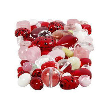 Afbeelding laden in galerijviewer, Creativ company glazen kralen divers lieveheerstbeestje, hart, blaadjes, 60 gram
