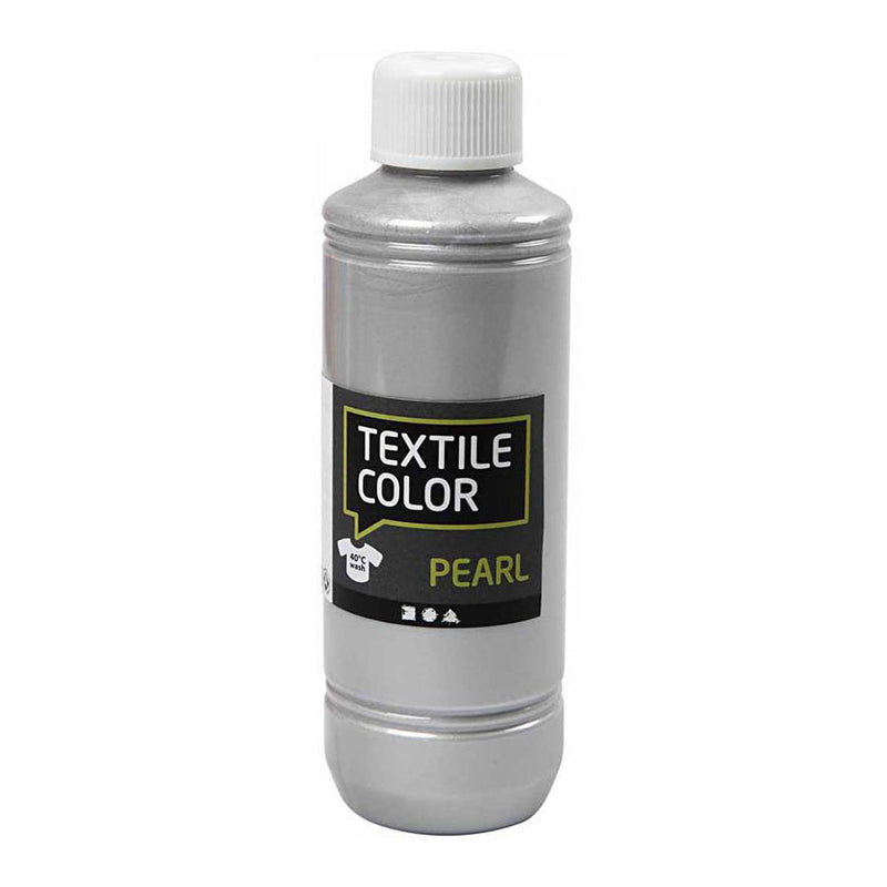 Afbeelding laden in galerijviewer, Creativ company textile color dekkende textielverf - zilver parelmoer, 250ml
