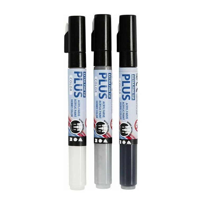 Afbeelding laden in galerijviewer, Creativ company plus color marker - zwart off-white rain grey, 3st.

