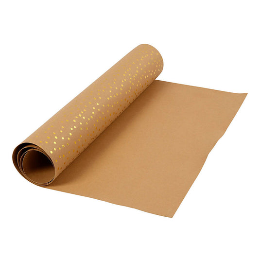 Creativ company faux leather papier bruin met stippen, 1m