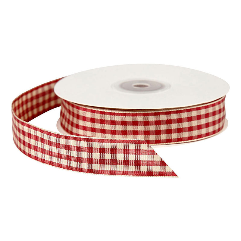Afbeelding laden in galerijviewer, Creativ company https: www.cchobby.nl geruit-lint-b-20-mm-antiek-rood-wit-25-m-1-rol
