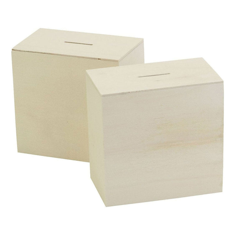 Afbeelding laden in galerijviewer, Creativ company houten spaarpot, 10x10x6cm, 10st.
