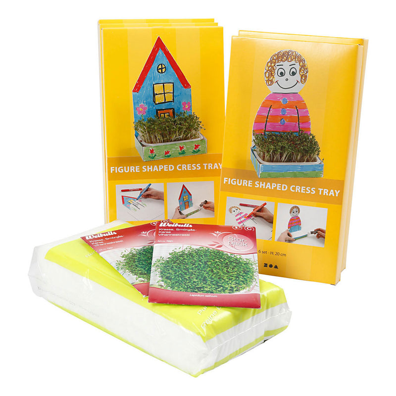 Afbeelding laden in galerijviewer, Creativ company waterkersbakje met figuur wit, 30st.
