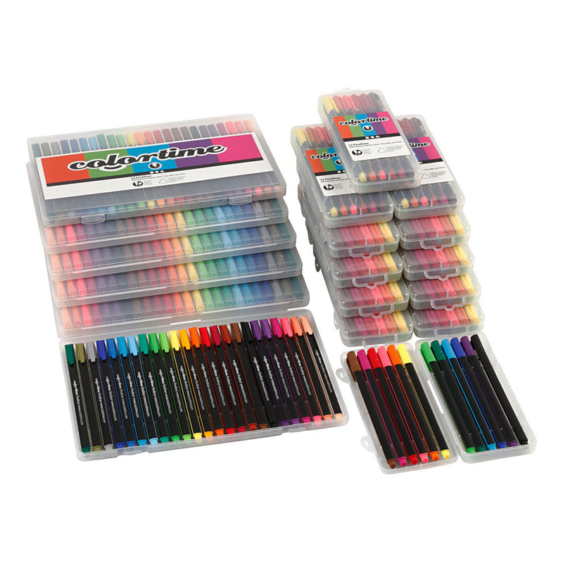 Afbeelding laden in galerijviewer, Creativ company https: www.cchobby.nl colortime-fineliners-lijndikte-0-6-0-7-mm-diverse-kleuren-18-doos-1-doos
