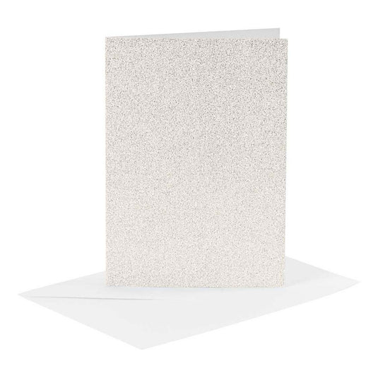 Creativ company kaarten en enveloppen 10,5x15cm glitter wit - 4st.