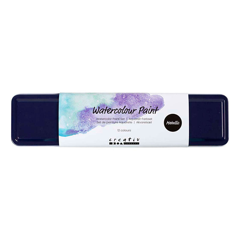Afbeelding laden in galerijviewer, Creativ company aquarelset metallic kleuren - 12 kleuren
