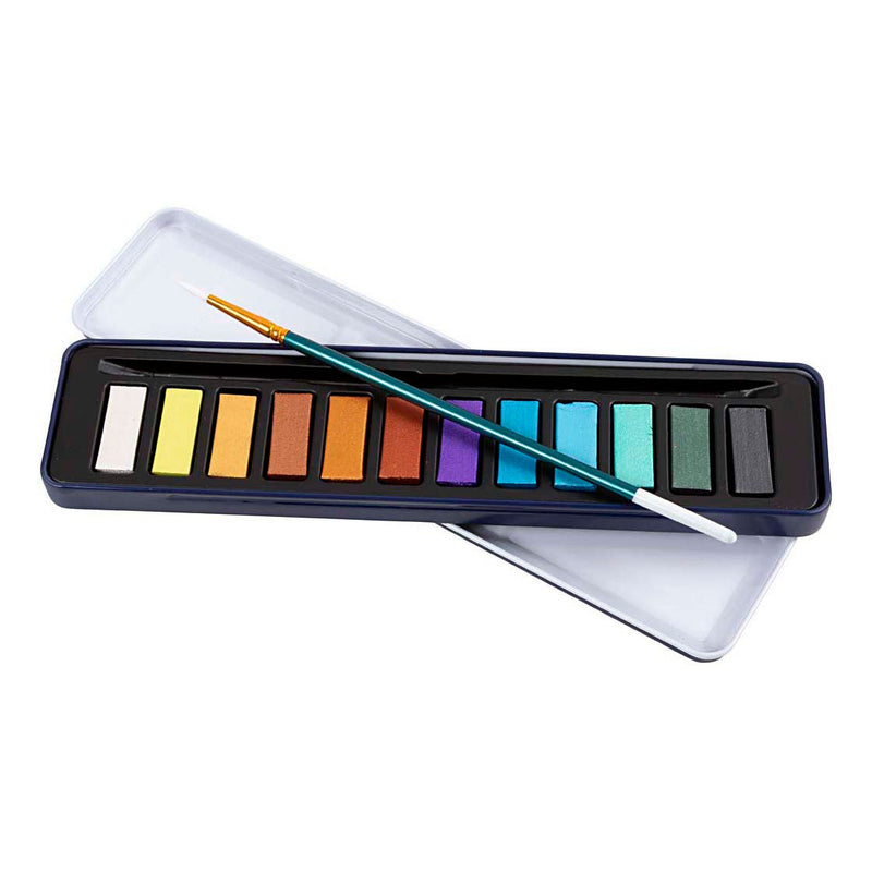Afbeelding laden in galerijviewer, Creativ company aquarelset metallic kleuren - 12 kleuren
