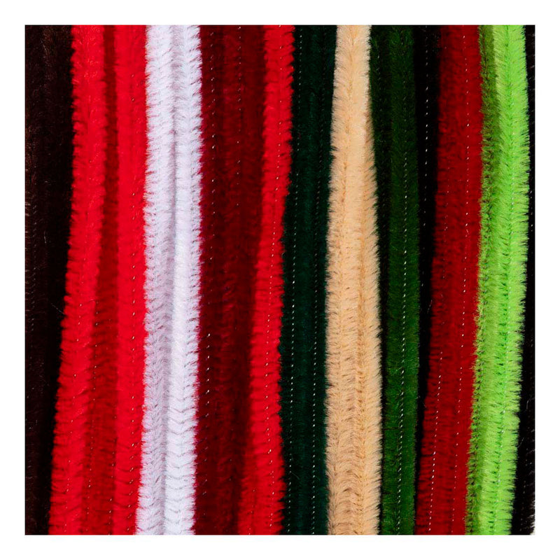 Afbeelding laden in galerijviewer, Creativ company chenille 6mm x 30cm kerst kleuren- 25st.
