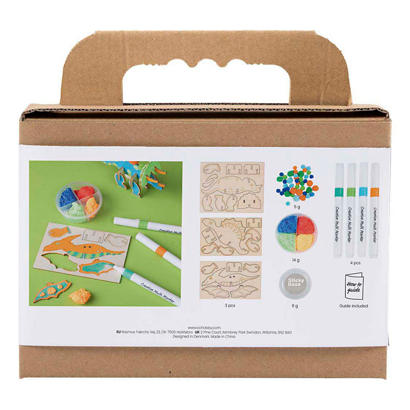 Afbeelding laden in galerijviewer, Creativ company https: www.cchobby.nl mini-hobbyset-decoratie-dinosaurus-blauw-groen-oranje-rood-1-doos
