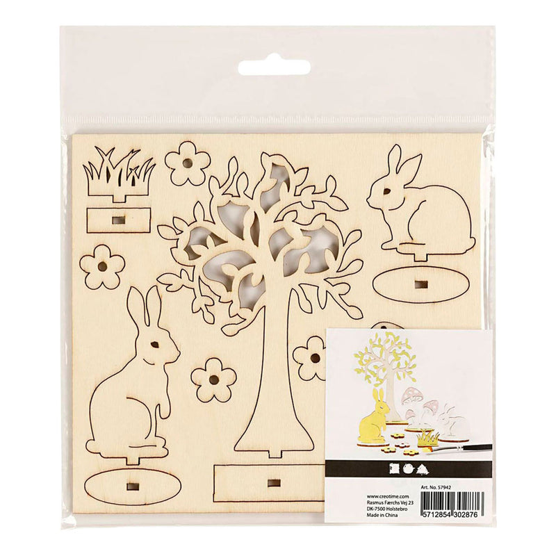 Afbeelding laden in galerijviewer, Creativ company diy houten figuren hazen, boom en paddestoelen
