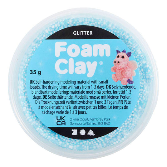 Creativ company foam clay glitter lichtblauw - 35gr.