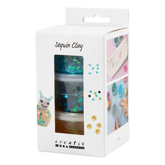 Creativ company sequin clay blauw groen - 6x60gr.