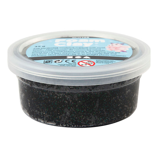 Creativ company foam clay glitter 35gr - zwart