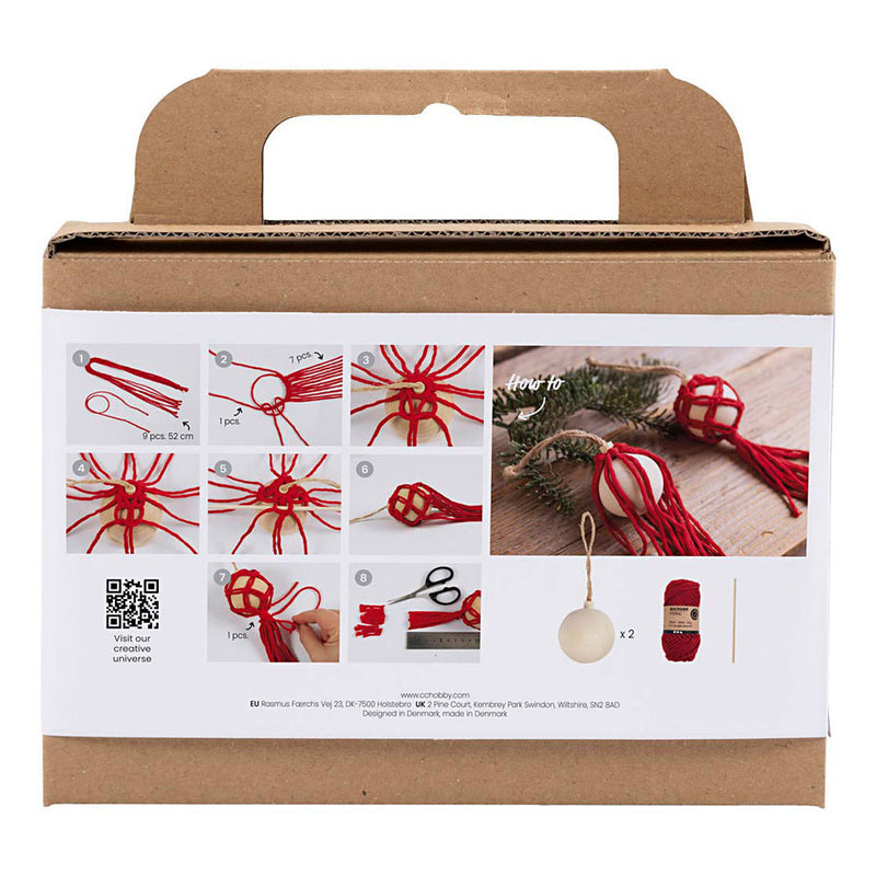 Afbeelding laden in galerijviewer, Creativ company https: www.cchobby.nl hobbyset-kerstballen-macrame-kerstrood-1-doos
