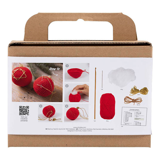 Creativ company hobbyset haken kerstbellen - rood