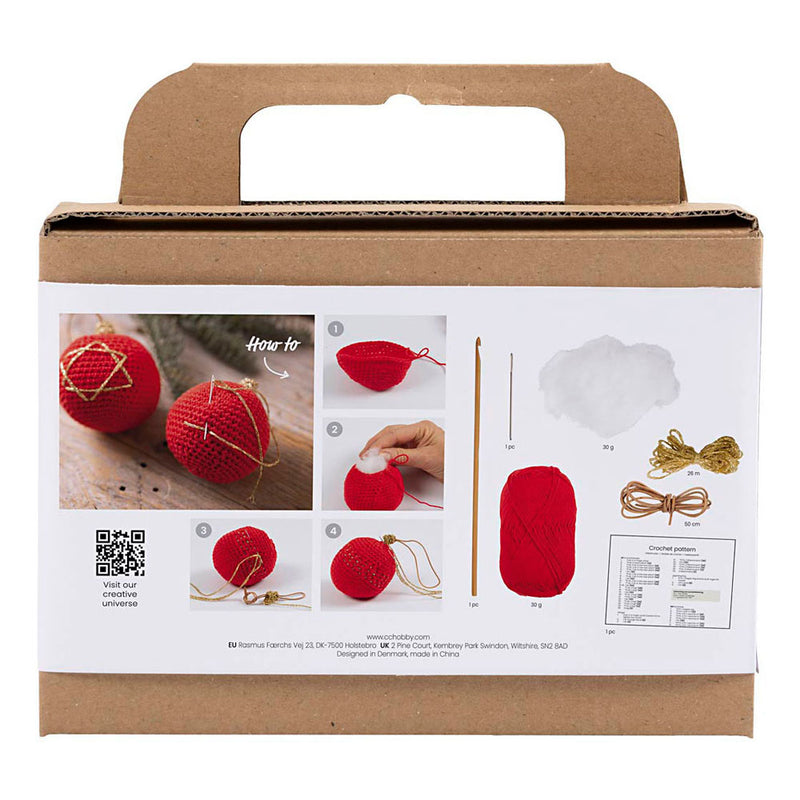 Afbeelding laden in galerijviewer, Creativ company hobbyset haken kerstbellen - rood

