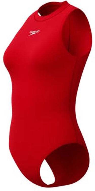 Speedo endurance+ hydrasuit dames sportbadpak - badpak dames met hoge bedekking - zwempak dames met borstvoering - sportbadpak dames met ritssluiting - rood - 36