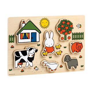 Afbeelding laden in galerijviewer, Nijntje houten puzzel, vormenpuzzel - educatief speelgoed junior - peuter, kleuter - vanaf 1 jaar - bambolino toys cadeau tip
