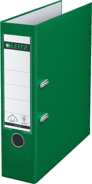 Leitz ordner 1010 plastic breedte 8cm groen insteeketiket grijpgat