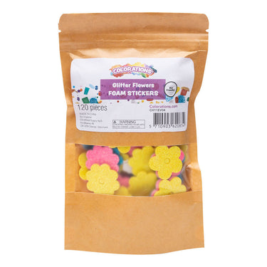 Colorations - foamstickers glitter bloemen, 120st.