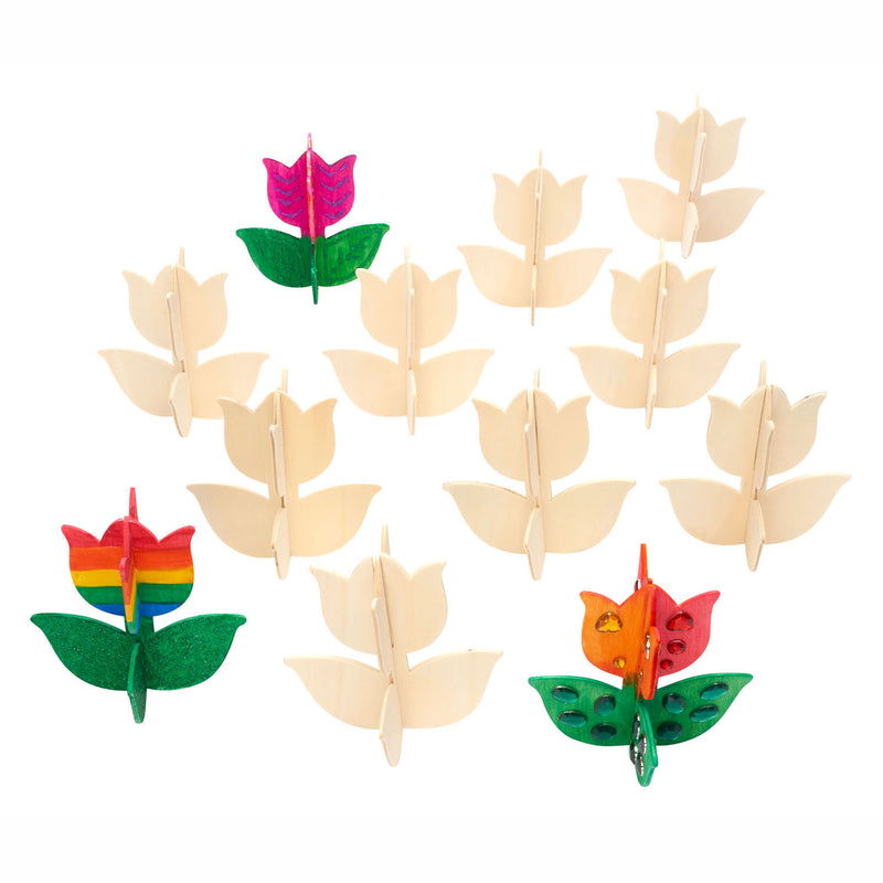 Afbeelding laden in galerijviewer, Colorations - maak en versier je eigen houten tulp, set van 12
