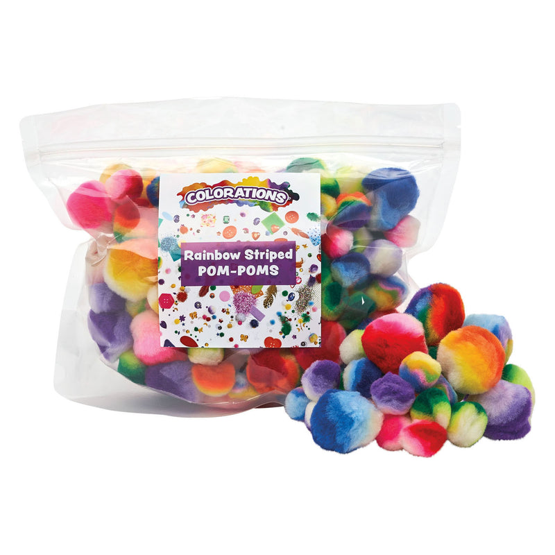 Afbeelding laden in galerijviewer, Colorations - regenboog gestreepte pom poms, 180st.
