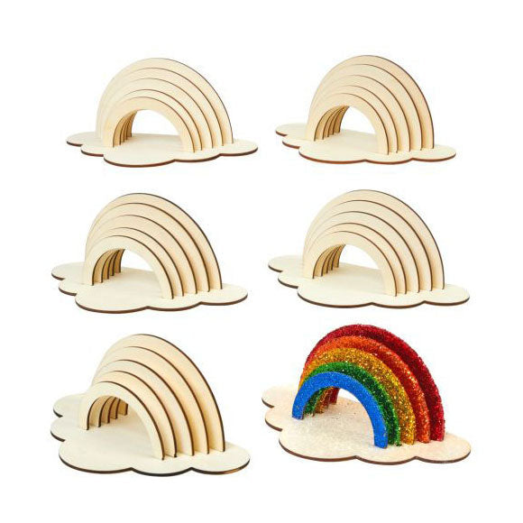 Afbeelding laden in galerijviewer, Colorations - maak en versier je eigen houten regenboog, set van 6
