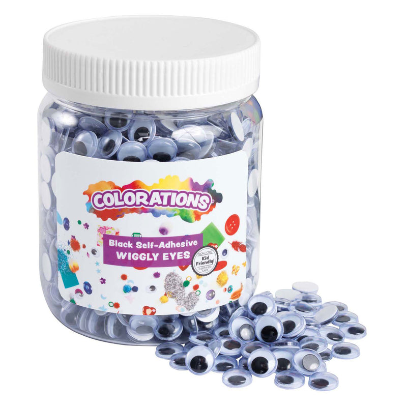 Afbeelding laden in galerijviewer, Colorations - zwarte zelfklevende wiebeloogjes, 1000st.

