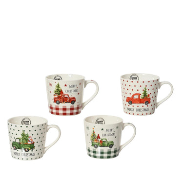 Decoris kerstmok porselein ã˜9,8xh8,8cm 4 assorti