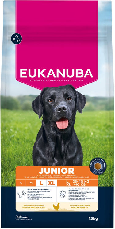 Eukanuba junior grote rassen - droogvoer - kip - 15kg