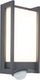 Lutec qubo - led wandlamp voor buiten - pir bewegingssensor - premium aluminium - 800lm - 3000k warm licht - ip54 extra weerbestendig - donkergrijs - 110 x 270 x 76 mm