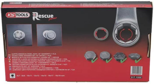 Ks tools doppelringschlüsselsatz rescuepower double combination spanne 7tlg. covered