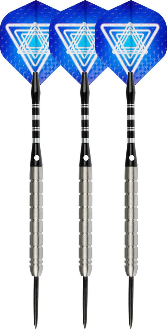 Faver dartpijlenset 85% tungsten - complete set - blauw – 26 gram - 6 flights