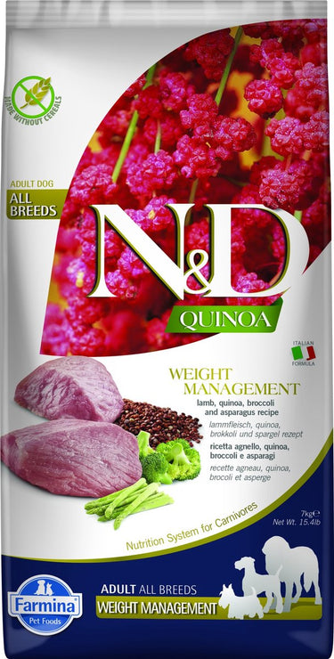 Farmina n d grain free dog quinoa adult weight management 7 kg - hond