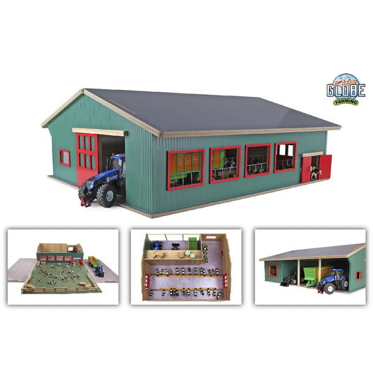 Kids globe loopstal met berging en weiland 1:32 75x68x28cm